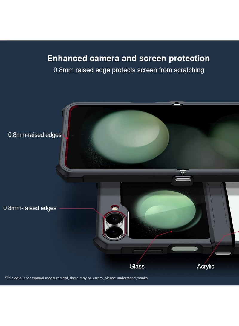 For Samsung Galaxy Z Flip 6 Case, Built-in Back Screen Glass Screen Protection, TPU Shockproof Airbag Protective Back Cover, Anti-Fingerprint Ultra-thin Full Body Protective Casing - Image 2